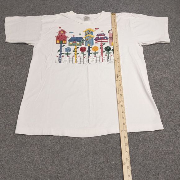 Vintage 1995 Melhart Designs Single Stitch  Bird Houses White T-Shirt Size Large - Picture 9 of 10